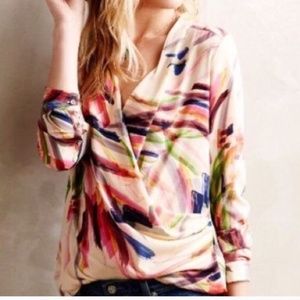 Anthropologie HD Draped Camille Top NEUTRAL MOTIF